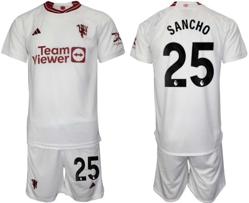 Men 2023-2024 Club Manchester United away white #25 Soccer Jersey->->Soccer Club Jersey